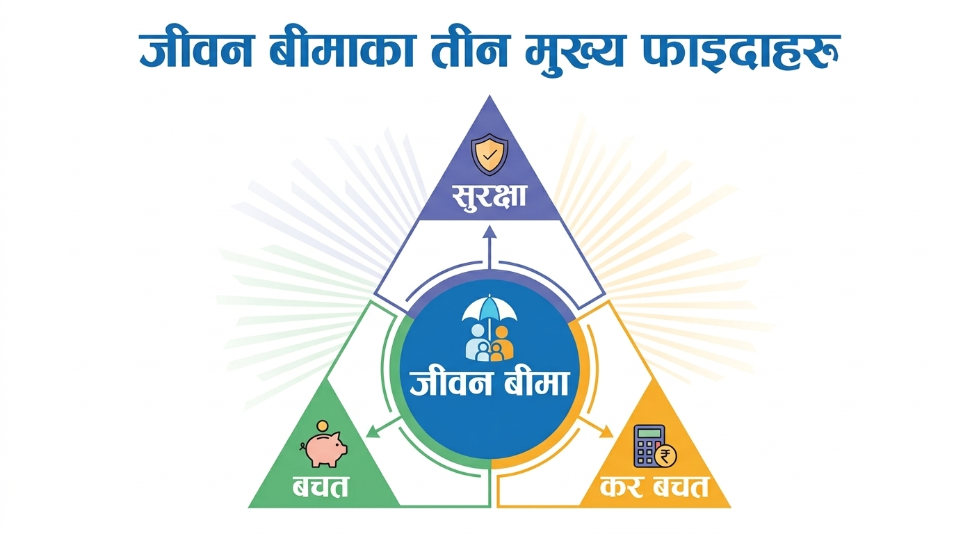 जीवन बीमाको त्रिवेणी फाइदा: सुरक्षा, बचत र कर बचतको संयोजन।