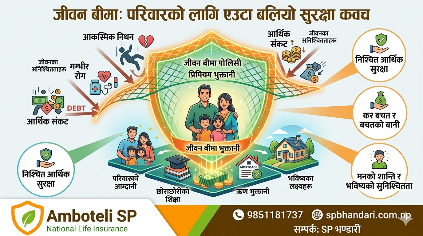 Diagram explaining the importance of nepal life insurance for family security