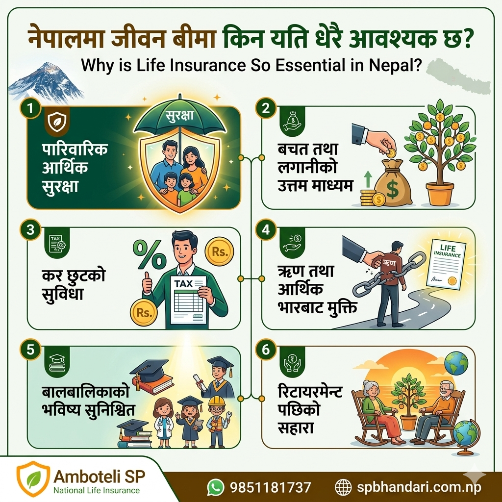 a picture or digram showing why life insuracne is essintial in nepal